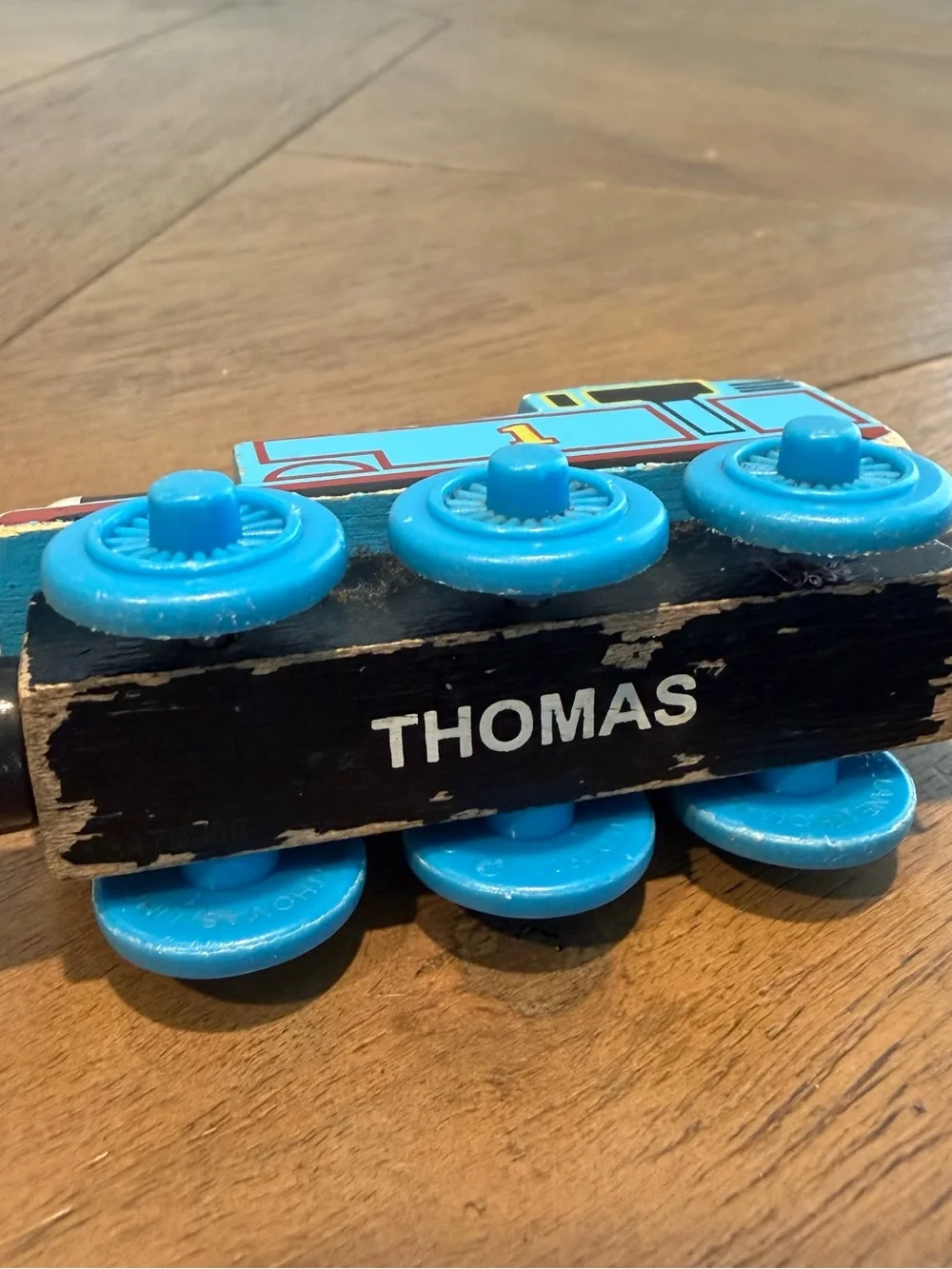 Blue Wooden Train Engine Toy - Classic Number 1